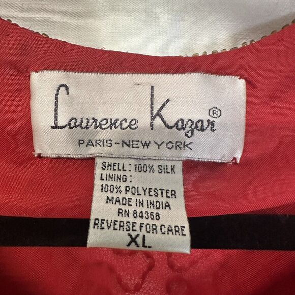 Lawrence Kazar New York Vintage Heavy Beaded Blazer Jacket 100% Silk XL Formal - Picture 14 of 16